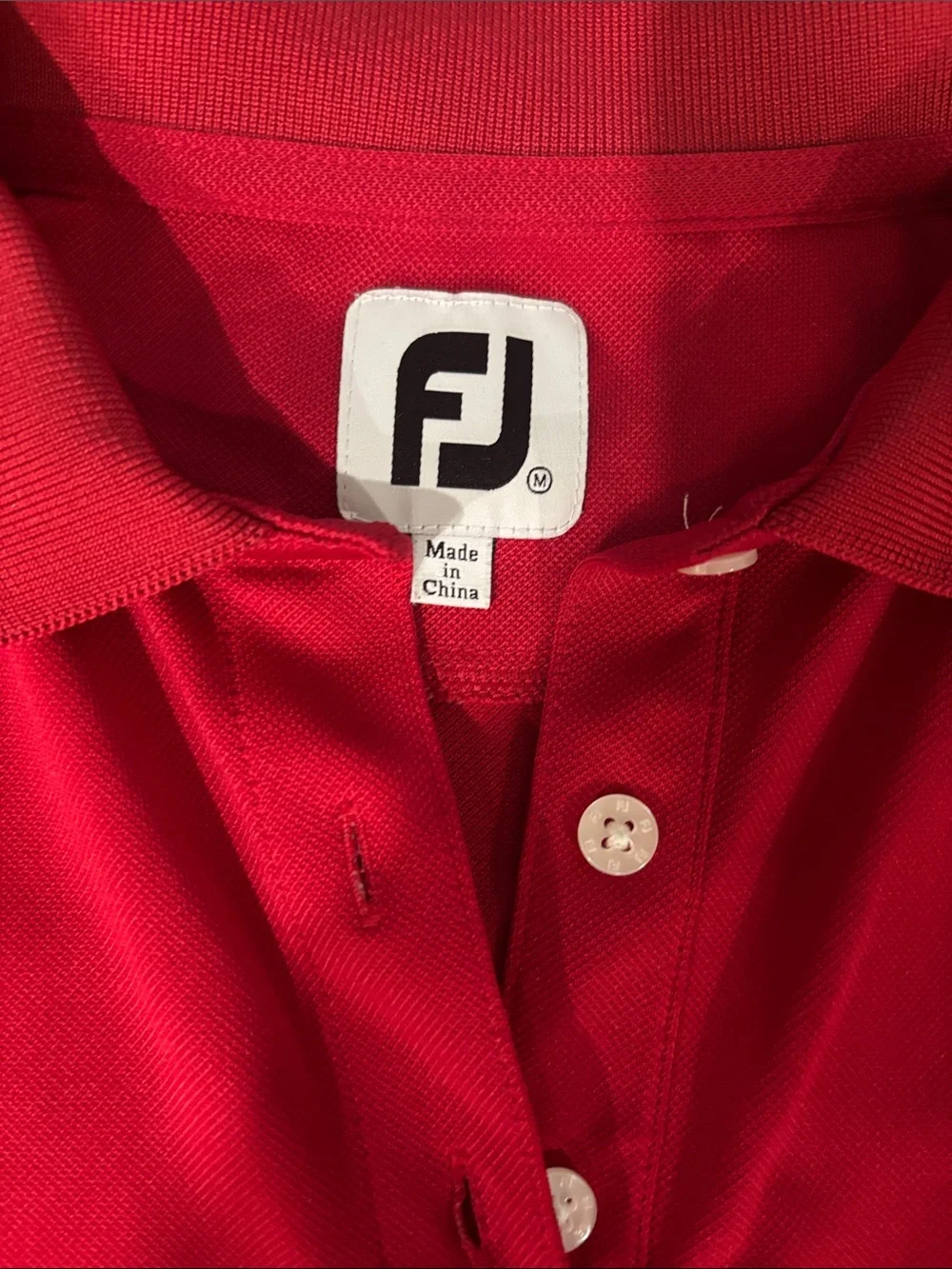 FootJoy Women's Bright Red Short-Sleeve Button-Down Golf Polo